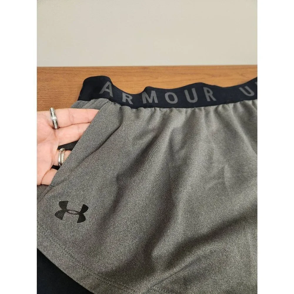 Under Armour Shorts Ladies 2X Gray Running Activewear Athletic
